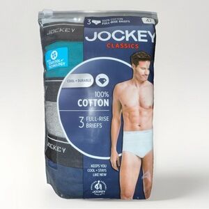 Jockey Classics Cotton Men's Full-Rise Briefs Underwear 3pack Sz 42 New Staycool